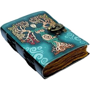 Charmed spellbook Yule Decorations Decor Leather Vintage journal for women and men Unlined deckle edge paper book of shadows hocus pocus writing notebook diary sketch book gifts for artists Witch in Saudi Arabia