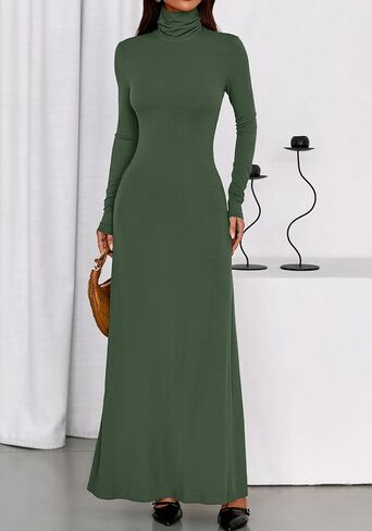 BTFBM Womens Dresses Fall 2025 Long Sleeve Turtle Neck Trendy Long Tight Knit Maxi Dress Wedding Guest Party Casual in Saudi Arabia