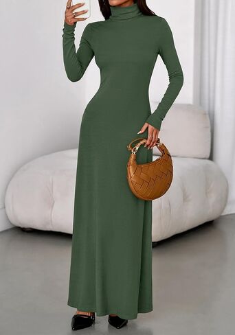 BTFBM Womens Dresses Fall 2025 Long Sleeve Turtle Neck Trendy Long Tight Knit Maxi Dress Wedding Guest Party Casual in Saudi Arabia
