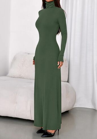 BTFBM Womens Dresses Fall 2025 Long Sleeve Turtle Neck Trendy Long Tight Knit Maxi Dress Wedding Guest Party Casual in Saudi Arabia