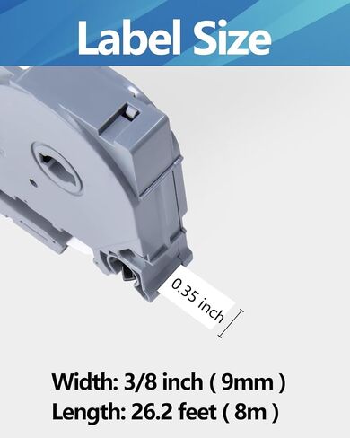 Label Maker Tape Compatible for Brother TZe-221 TZe221 TZ-221 TZ221 | 6-Pack Waterproof TZe TZ Tape 9mm 0.35 Laminated White Label for PT-D210 D220 D200 D600 D610BT D410 H110BP, 3/8" x 26.2' in Kuwait