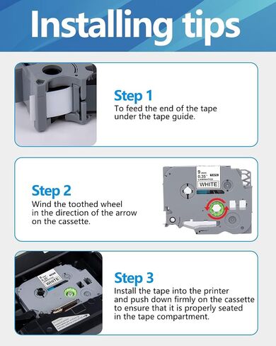 Label Maker Tape Compatible for Brother TZe-221 TZe221 TZ-221 TZ221 | 6-Pack Waterproof TZe TZ Tape 9mm 0.35 Laminated White Label for PT-D210 D220 D200 D600 D610BT D410 H110BP, 3/8" x 26.2' in Kuwait