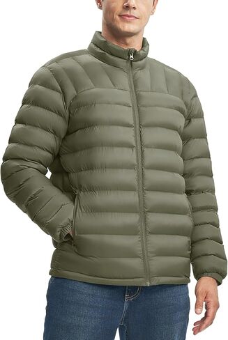 Rdruko Men's Puffer Packable Lightweight Jacket Winter Windproof Down Alternative Stand Collar Coat in Saudi Arabia