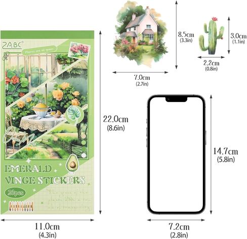 182PCS Pre-cut Aesthetic Journaling Sticker for Adult, 20 Sheets Scrapbook Sticker Book, Junk Journal Supplies Stickers for Planner Cottagecore Decorative DIY Craft Project in Kuwait