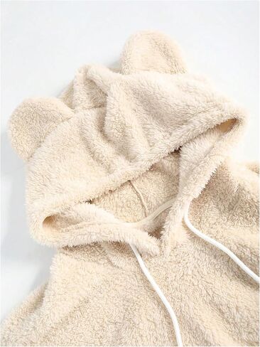 Men's Bear Ear Hoodies Drawstring Long Sleeve Fleece Sweatshirt Fuzzy Pullover Tops in Saudi Arabia