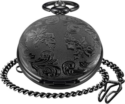 Silvery Smooth Shield Round Case Quartz Pocket Watch ，Roman Numeral White Dial Quartz Movement Pocket Watches with Belt Clip Chain-Silvery in Saudi Arabia