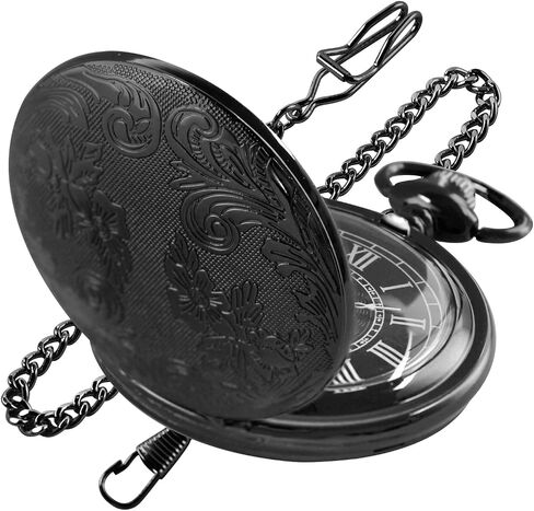 Silvery Smooth Shield Round Case Quartz Pocket Watch ，Roman Numeral White Dial Quartz Movement Pocket Watches with Belt Clip Chain-Silvery in Saudi Arabia