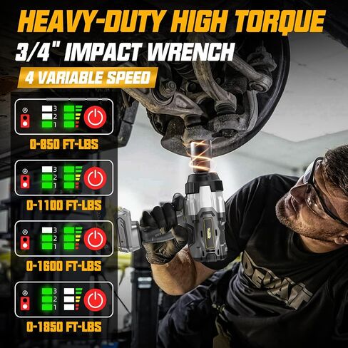 Cordless Impact Wrench 1/2" for Dewalt 20V Battery, 1600Ft-lbs(2200N.m) High Torque Impact Gun Heavy Duty, Brushless Electric Power Impact Driver with 4 Speed Modes & LED Work Light (No battery) in Saudi Arabia
