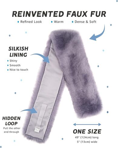 Futrzane Siberian Scarf - Ladies Faux Fur Scarfs Wraps - Elegant Collar for Coat in Kuwait