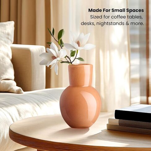 Torre & Tagus 4" Mouth Blown Art Glass Vase for Flowers - Opaque White Small Table Vase & Handmade Small White Accent for Modern Home Decor, Neutral Bud Vases as Decorative Shelf Decor or Wedding in Saudi Arabia