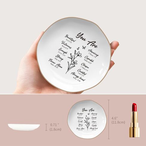 God Says You are Spiritual Gifts - Jewelry Tray, for Christian Women,Baptism Gifts for Adult Daughter,God for Women,Sister,Aunt Niece Ring Dish, (Rounded) in Kuwait