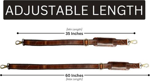 RUSTIC TOWN Leather Bag Replacement Shoulder Strap - Adjustable/Comfortable Strap with Shoulder Padding for all Duffle, Satchel, Messenger, Briefcase Bag (Brown Belt with White Stitching) in Saudi Arabia