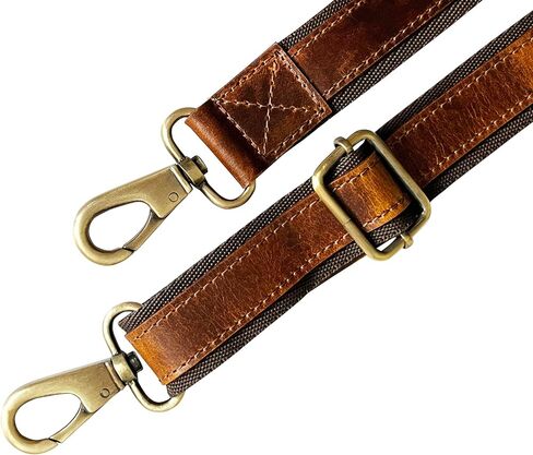 RUSTIC TOWN Leather Bag Replacement Shoulder Strap - Adjustable/Comfortable Strap with Shoulder Padding for all Duffle, Satchel, Messenger, Briefcase Bag (Brown Belt with White Stitching) in Saudi Arabia