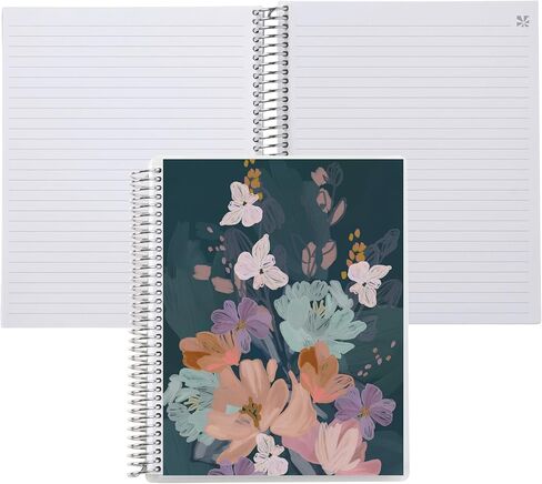 Erin Condren 7"x9" Dot Grid Platinum Spiral Notebook. Bold Blooms Cover Design. 160 Dot Grid Pages, 5 mm, for Dot Journaling, Art, List-Making. 80 Lb. Text Weight Paper, Stickers Included in Kuwait