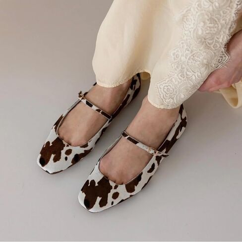 ماري جين باليه فلاتس للنساء زلة إصبع القدم مربعة على شقق مريحة في الكاحل أحذية راقصة الباليه in Kuwait