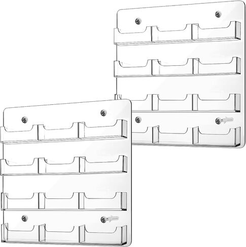 Lincia 2 Pieces Acrylic Business Card Holder Wall Mount Clear Sticker Display Rack Multiple Clear Acrylic Card Organizer Sticker Display Stand Pre Drilled Index Storage in Kuwait