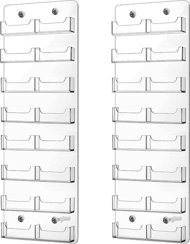Lincia 2 Pieces Acrylic Business Card Holder Wall Mount Clear Sticker Display Rack Multiple Clear Acrylic Card Organizer Sticker Display Stand Pre Drilled Index Storage in Kuwait