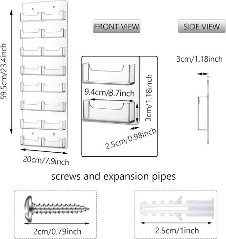 Lincia 2 Pieces Acrylic Business Card Holder Wall Mount Clear Sticker Display Rack Multiple Clear Acrylic Card Organizer Sticker Display Stand Pre Drilled Index Storage in Kuwait