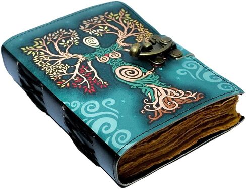 Sun & Moon Vintage Leather Journal for Men & Women 200 Pages of Deckle Deckle Edge Vintage Paper ، Pleantage Sketchbook ، Drawing Journal ، Printed Leather Journal ، Great Gift (7 × 5 Inch) in Saudi Arabia