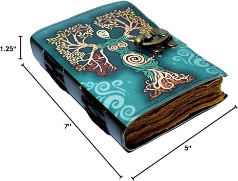 Sun & Moon Vintage Leather Journal for Men & Women 200 Pages of Deckle Deckle Edge Vintage Paper ، Pleantage Sketchbook ، Drawing Journal ، Printed Leather Journal ، Great Gift (7 × 5 Inch) in Saudi Arabia
