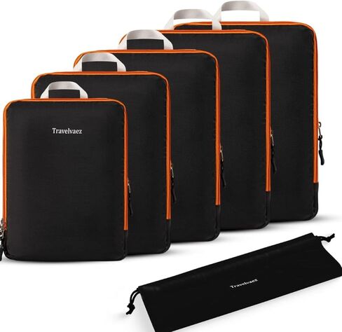 6 Set Compression Packing Cubes. Expandable and Lightweight Packing Cubes for Travel with Laundry Bag. (White). in Saudi Arabia
