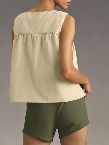 Cicy Bell Womens Peplum Babydoll Tank Tops Summer Sleeveless Loose T Shirts Casual Shirred Flowy Tops in Kuwait