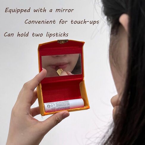 MIAO JIN Lipstick Case with Mirror Lipstick Holder Storage Box Mini Portable Double Branch Floral Jewelry Cosmetic Case PACK OF 4, Random color in Saudi Arabia