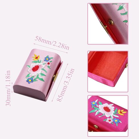 MIAO JIN Lipstick Case with Mirror Lipstick Holder Storage Box Mini Portable Double Branch Floral Jewelry Cosmetic Case PACK OF 4, Random color in Saudi Arabia