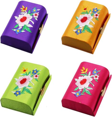 MIAO JIN Lipstick Case with Mirror Lipstick Holder Storage Box Mini Portable Double Branch Floral Jewelry Cosmetic Case PACK OF 4, Random color in Saudi Arabia