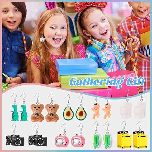 30 Pairs 6 Set Cute Earrings Fun Kawaii Weird Cool Indie Funny Earrings Including Gummy Bear Water Bottle Food Mushroom Boba Tea Earrings Goldfish Flowers Dangle Earrings for Women in Kuwait
