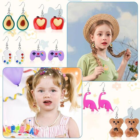 30 Pairs 6 Set Cute Earrings Fun Kawaii Weird Cool Indie Funny Earrings Including Gummy Bear Water Bottle Food Mushroom Boba Tea Earrings Goldfish Flowers Dangle Earrings for Women in Kuwait