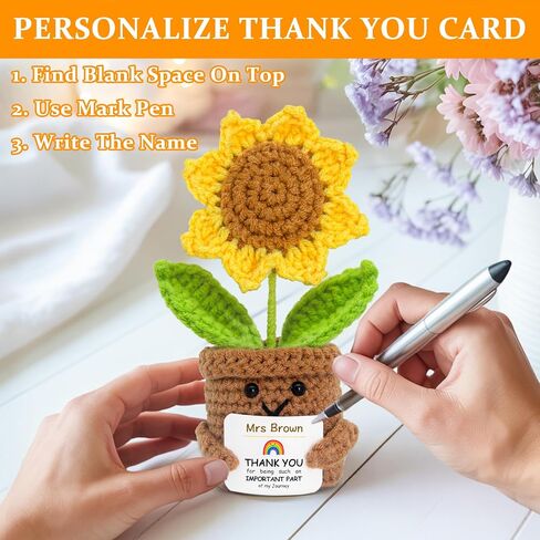 Sunflower Mom Gifts from Daughter Son, Crochet Sunflowers Birthday Gifts for Women Mothers Grandma Birthday Gift Moms Thank You Gift for 30th 40th 50th 60th Birth Party Office Home Decor in Saudi Arabia