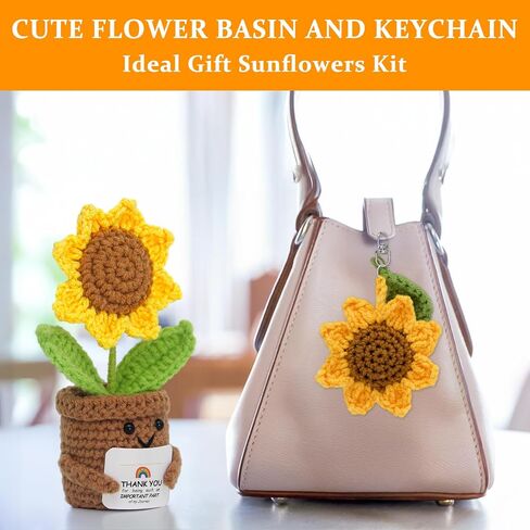 Sunflower Mom Gifts from Daughter Son, Crochet Sunflowers Birthday Gifts for Women Mothers Grandma Birthday Gift Moms Thank You Gift for 30th 40th 50th 60th Birth Party Office Home Decor in Saudi Arabia