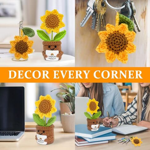 Sunflower Mom Gifts from Daughter Son, Crochet Sunflowers Birthday Gifts for Women Mothers Grandma Birthday Gift Moms Thank You Gift for 30th 40th 50th 60th Birth Party Office Home Decor in Saudi Arabia