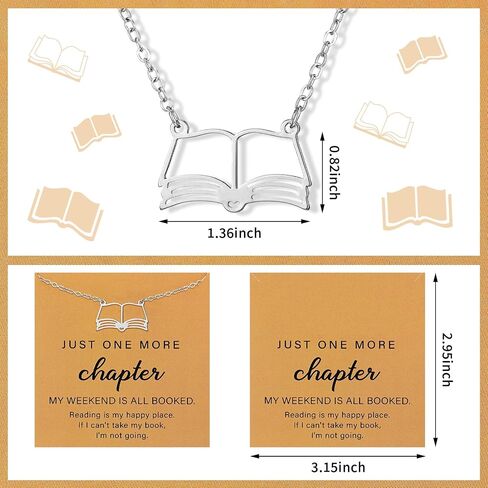 Tondiamo 8 Pcs Book Club Gifts for Women Gold Open Book Necklace Jewelry Reading Gifts with Card for Librarian Lovers Bookish Group Bookworm Literature Lover in Saudi Arabia
