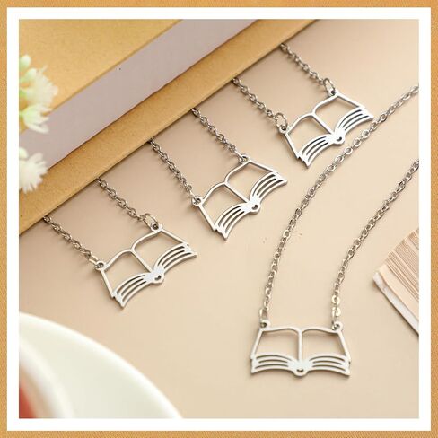 Tondiamo 8 Pcs Book Club Gifts for Women Gold Open Book Necklace Jewelry Reading Gifts with Card for Librarian Lovers Bookish Group Bookworm Literature Lover in Saudi Arabia