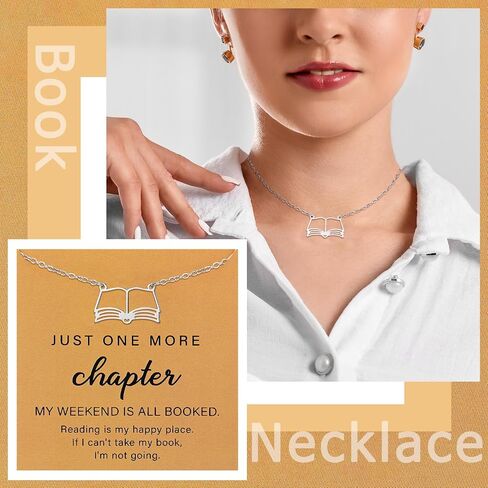 Tondiamo 8 Pcs Book Club Gifts for Women Gold Open Book Necklace Jewelry Reading Gifts with Card for Librarian Lovers Bookish Group Bookworm Literature Lover in Saudi Arabia