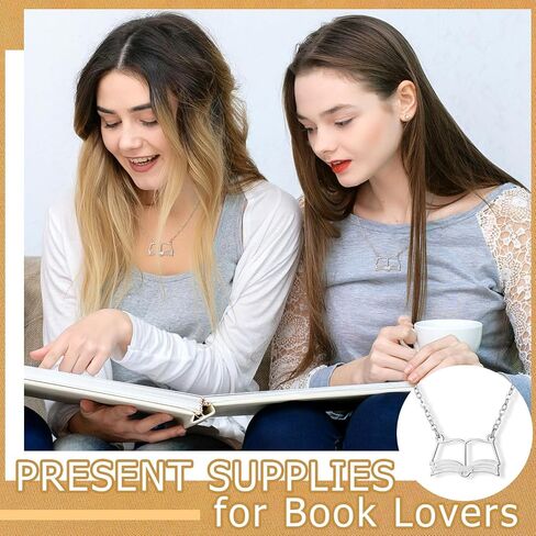 Tondiamo 8 Pcs Book Club Gifts for Women Gold Open Book Necklace Jewelry Reading Gifts with Card for Librarian Lovers Bookish Group Bookworm Literature Lover in Saudi Arabia
