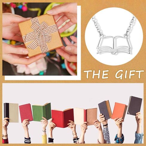 Tondiamo 8 Pcs Book Club Gifts for Women Gold Open Book Necklace Jewelry Reading Gifts with Card for Librarian Lovers Bookish Group Bookworm Literature Lover in Saudi Arabia
