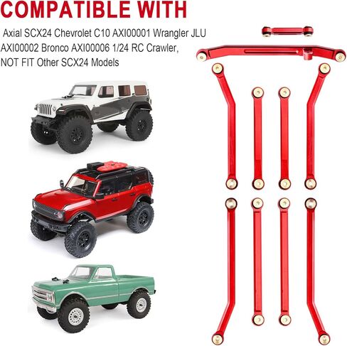 HobbyPark High Clearance Links Set Steering Rod Tie Upgrades for Axial SCX24 C10 AXI00001 Wrangler JLU AXI00002 Bronco AXI00006 1/24 RC Crawler Car (Blue) in Kuwait