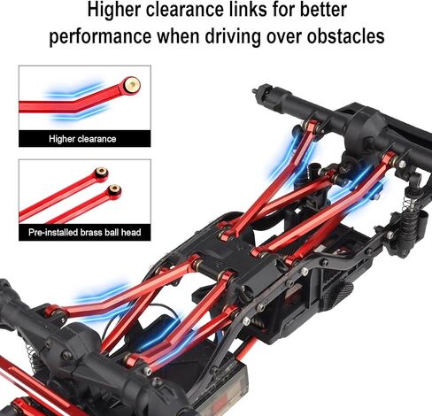 HobbyPark High Clearance Links Set Steering Rod Tie Upgrades for Axial SCX24 C10 AXI00001 Wrangler JLU AXI00002 Bronco AXI00006 1/24 RC Crawler Car (Blue) in Kuwait