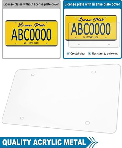 License Plate Frame Cover Kit- Clear Flat Plate Cover & Stainless Steel Car Tag Holder, Unbreakable Novelty Protector Fit Standard US Plate, Mount Screws, Chrome Caps, 1 Pack for Front or Rear in Saudi Arabia