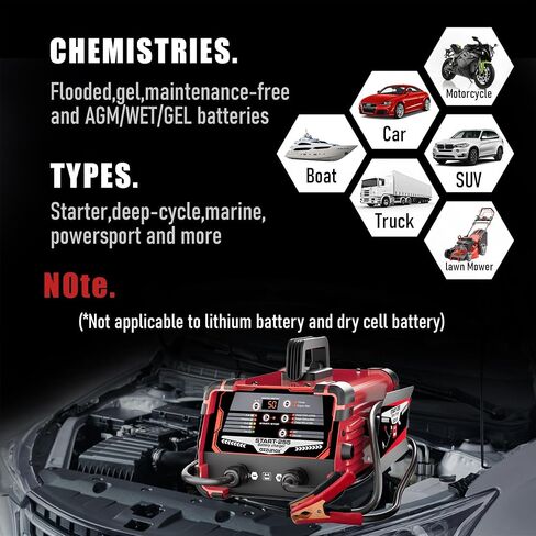 شاحن بطارية محترف 30-AMP ، شاحن السيارات 12 فولت 24V ، 130 amps محاكمة ، شاحن الشاحن ذكي بصيرة ، مثالية لسيارات الدراجات النارية شاحنات البحرية والمزيد in Kuwait