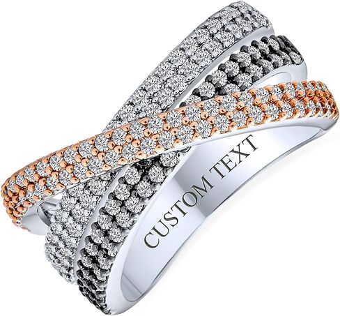 Bling Jewelry Crossover Statement Criss Cross Two Tone Brown Coffee Pave AAA CZ Statement Band Ring For Women Rose Gold Plated Brass in Saudi Arabia
