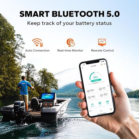 Litime 16V 70Ah Professional Fish Finder LiFePO4 Battery with 18.25V&14.6V 10A Charger, Bluetooth 5.0, Built in BMS, 10 Years Lifetime Perfect for Sonars, Radars, Marine Electronics in Kuwait