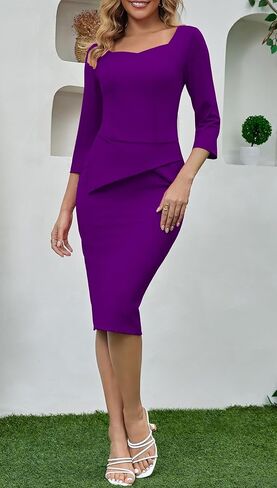 Church Dress for Womens Casual Bodycon Dresses Elegance Midi Wrap Dresses Teacher Office Suiting Modest Business Outfits in Kuwait