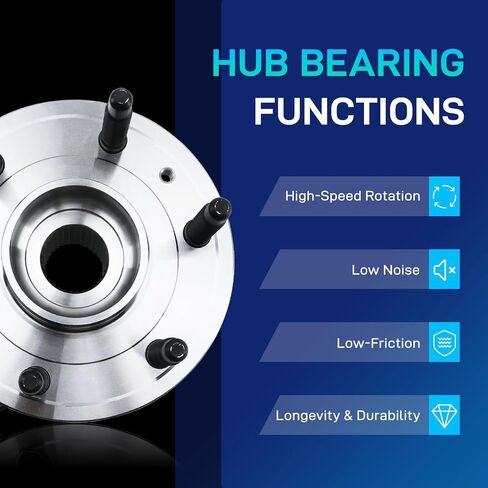 Front 4WD/AWD Wheel Bearing مناسبة لـ 4x4 ​​Chevy Silverado 1500 Tahoe GMC Sierra 1500 Cadillac Escalade ESV Ext Chevrolet 1999-2007 Wheel Wheel and Assembly مجموعة مع ABS 3 Bolt Flange 6 Lug 5150366 in Kuwait