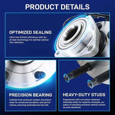 Front 4WD/AWD Wheel Bearing مناسبة لـ 4x4 ​​Chevy Silverado 1500 Tahoe GMC Sierra 1500 Cadillac Escalade ESV Ext Chevrolet 1999-2007 Wheel Wheel and Assembly مجموعة مع ABS 3 Bolt Flange 6 Lug 5150366 in Kuwait