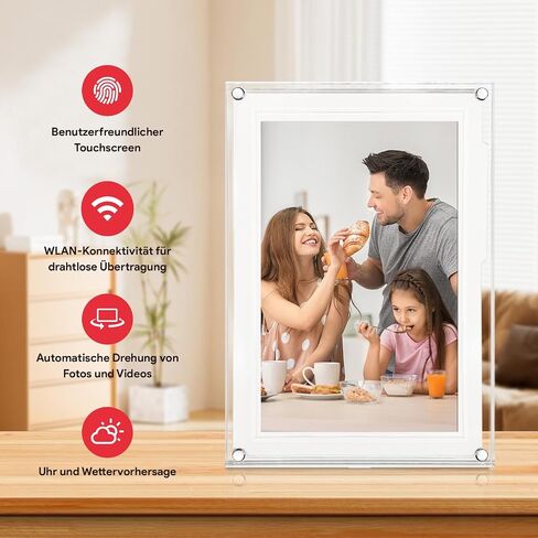 إطار صور رقمي واي فاي، إطار صور رقمي أكريليك مقاس 7 بوصات، شاشة IPS LCD تعمل باللمس، دوران تلقائي للصور/الفيديو، هدايا للأم والأب in Saudi Arabia
