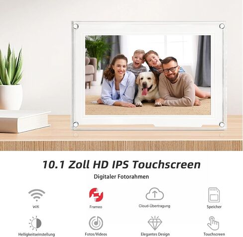 إطار صور رقمي واي فاي، إطار صور رقمي أكريليك مقاس 7 بوصات، شاشة IPS LCD تعمل باللمس، دوران تلقائي للصور/الفيديو، هدايا للأم والأب in Saudi Arabia